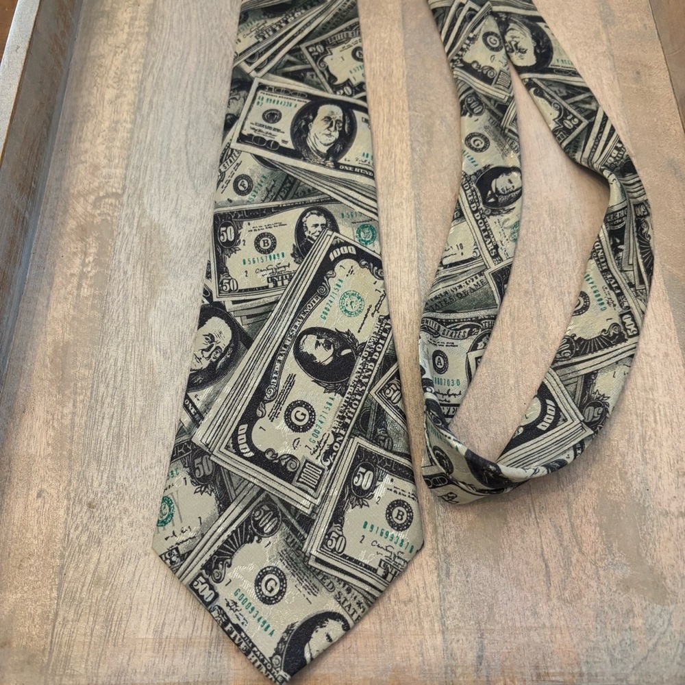 Money Print Tie mens - Picture 2 of 7